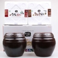 옹기항아리 2종구성 선물세트(찹쌀고추장 1kg + 전통된장 1kg)